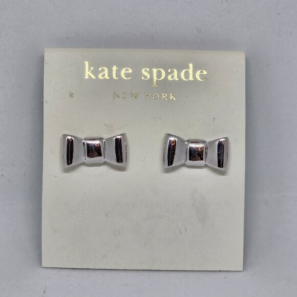 NWT Kate Spade Take a Bow Stud Earrings Silver Tone - Picture 11 of 11